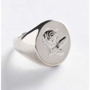 Urban Outfitters UO Women's Chunky Rose Signet Ring Silver NWT 45 Sz 7